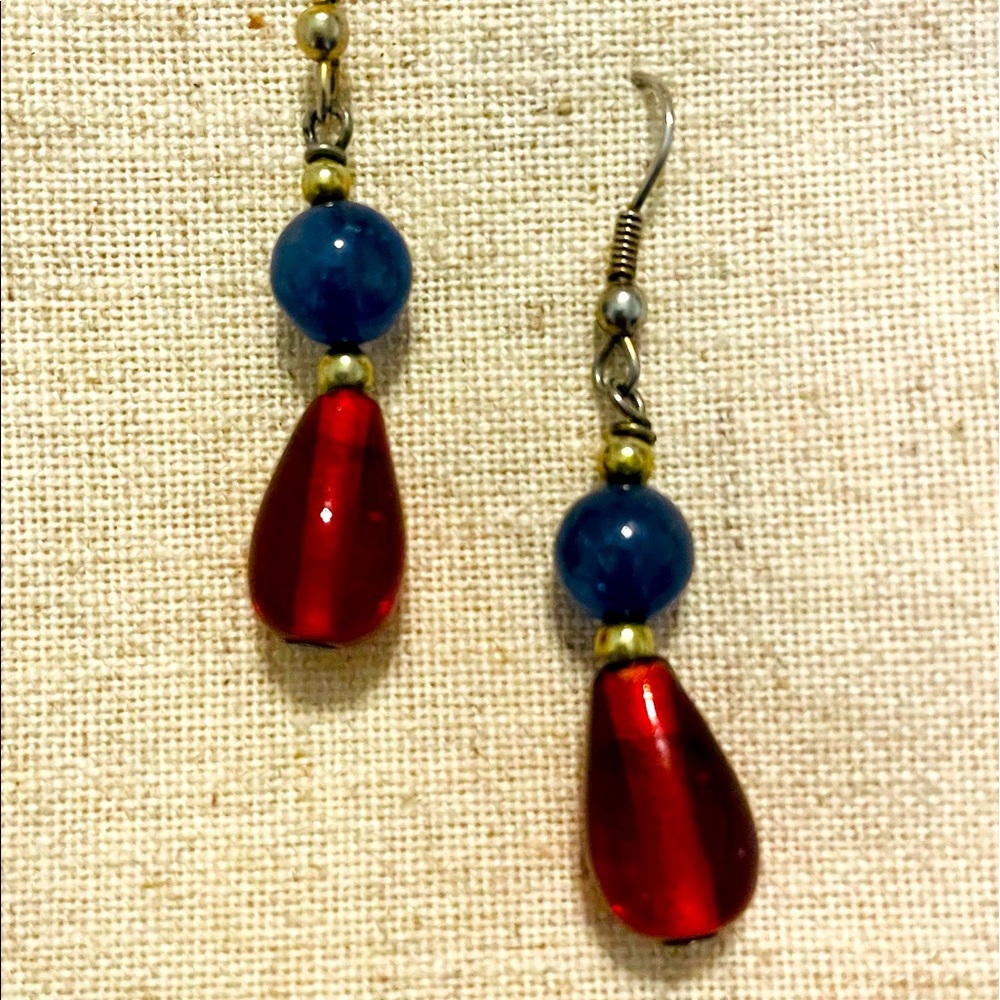 Glass bead dangle earrings